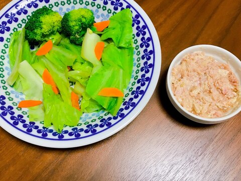 レンジで温野菜＋ツナディップ